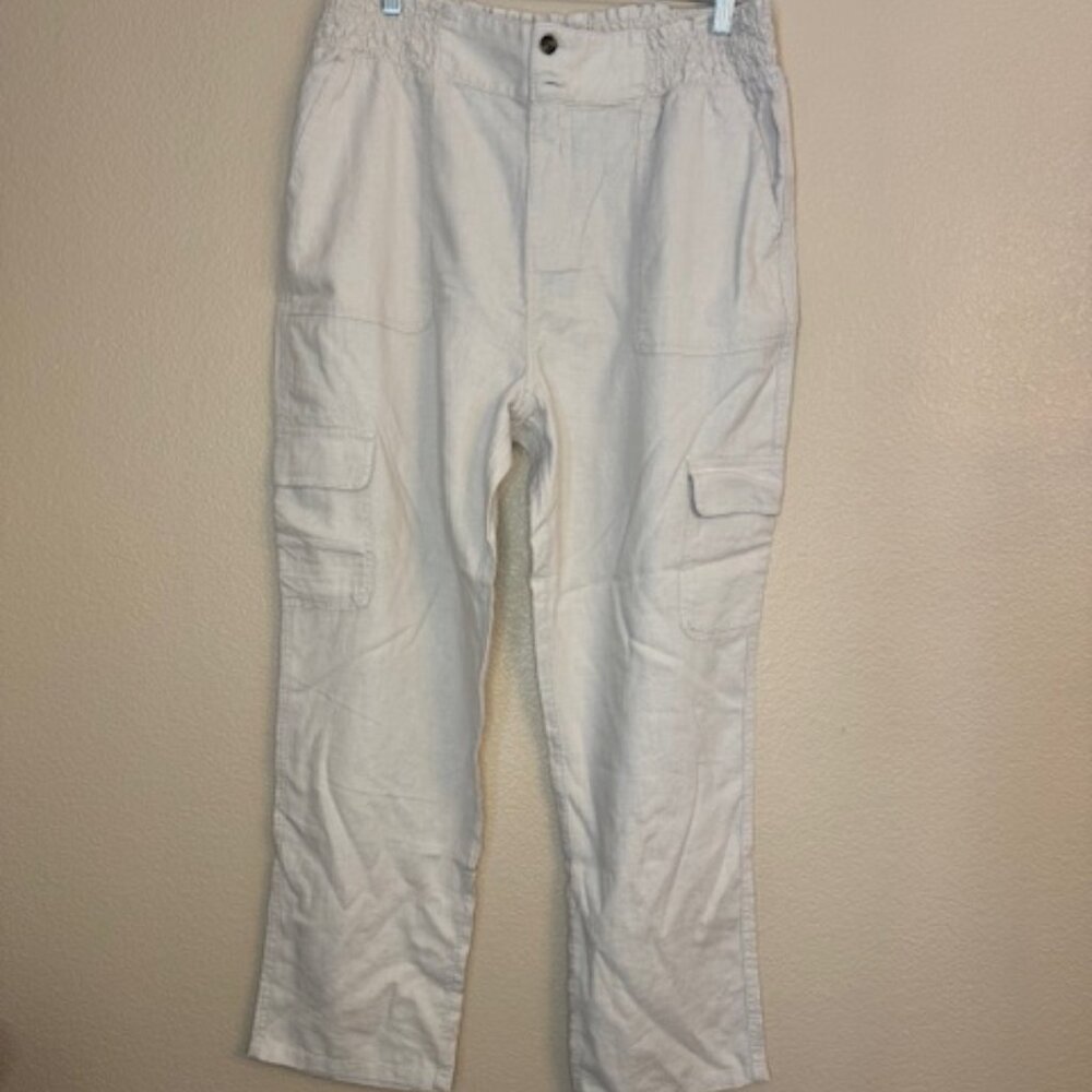 Nicole Miller NY Womens Linen Blend Pants Size Medium Loose Fit 1061